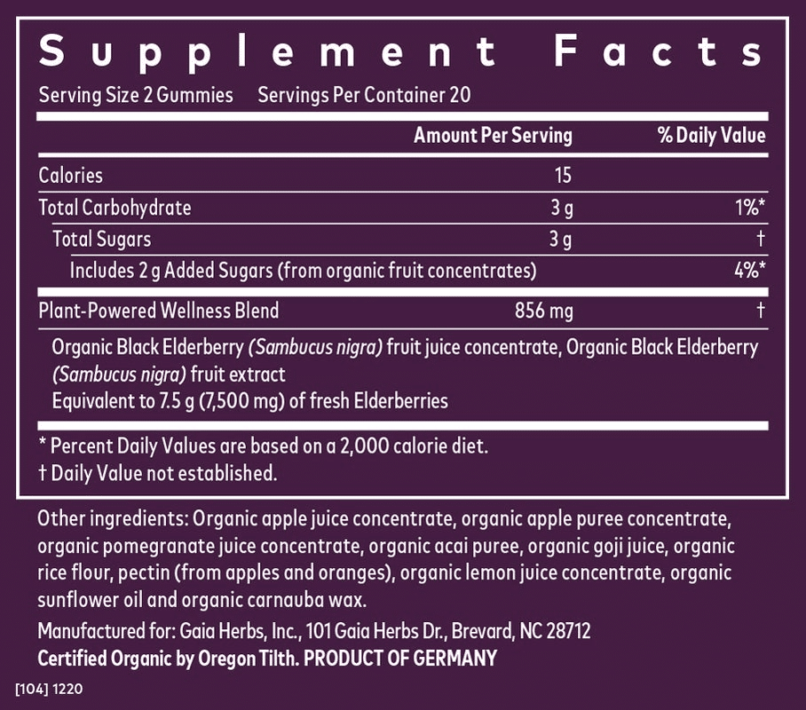 Gaia Herbs Black Elderberry Adult Daily Gummies image 1