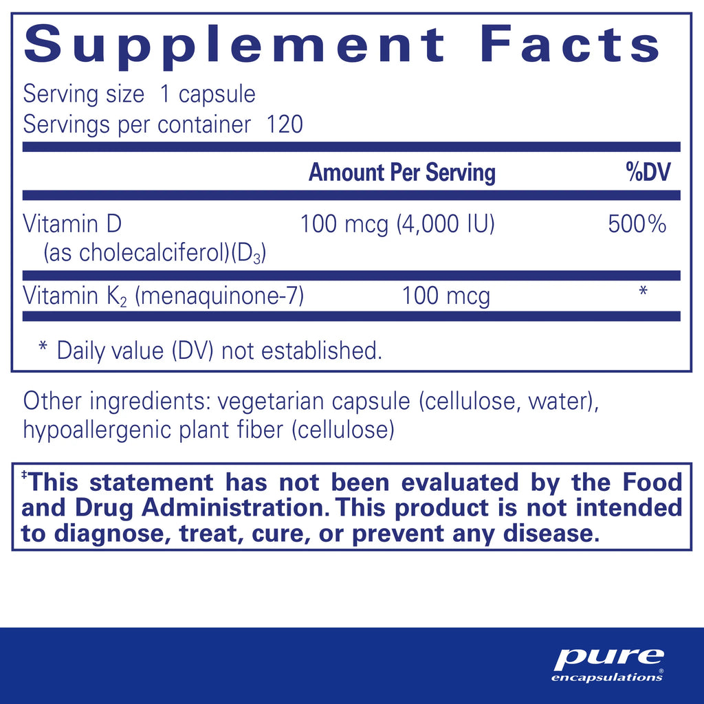 Pure Encapsulaitons Vitamin D3 &amp; K2 image 1
