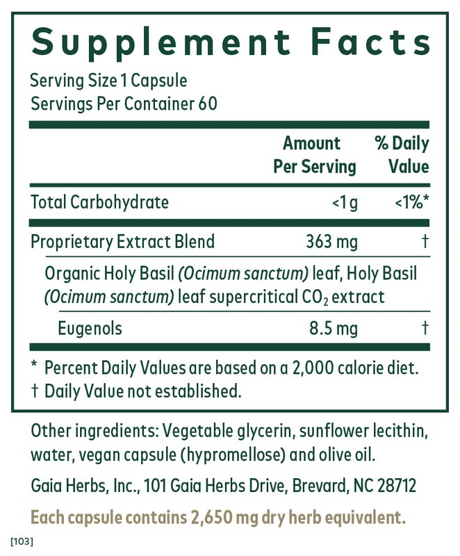 Gaia Herbs Pro Holy Basil image 1
